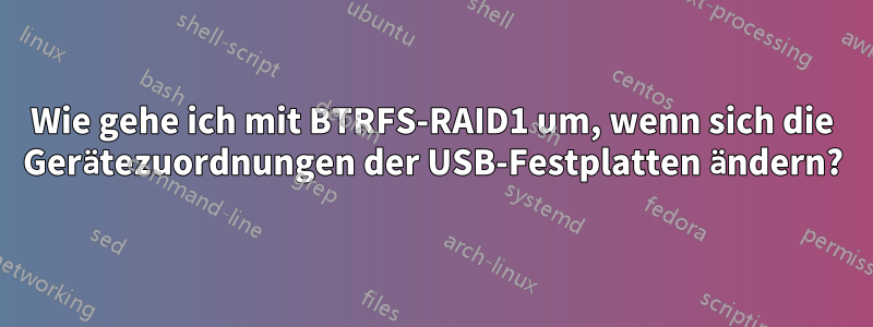 Wie gehe ich mit BTRFS-RAID1 um, wenn sich die Gerätezuordnungen der USB-Festplatten ändern?