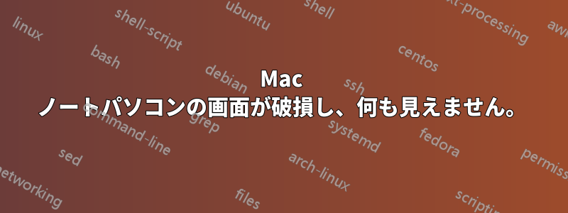 Mac ノートパソコンの画面が破損し、何も見えません。