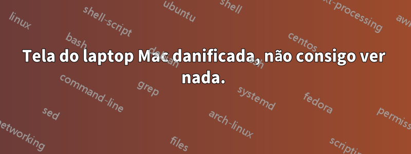 Tela do laptop Mac danificada, não consigo ver nada.