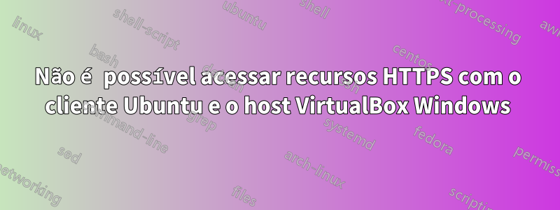 Não é possível acessar recursos HTTPS com o cliente Ubuntu e o host VirtualBox Windows