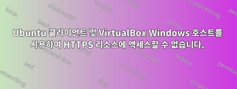 Ubuntu 클라이언트 및 VirtualBox Windows 호스트를 사용하여 HTTPS 리소스에 액세스할 수 없습니다.