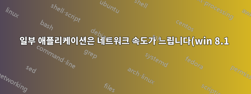일부 애플리케이션은 네트워크 속도가 느립니다(win 8.1). 어디서부터 시작해야 합니까?