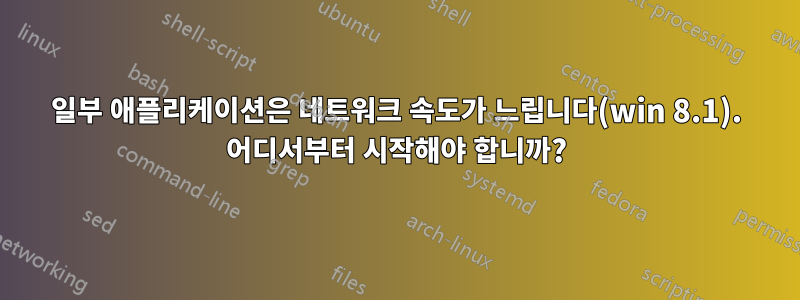 일부 애플리케이션은 네트워크 속도가 느립니다(win 8.1). 어디서부터 시작해야 합니까?