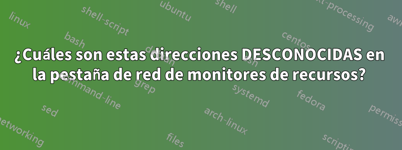 ¿Cuáles son estas direcciones DESCONOCIDAS en la pestaña de red de monitores de recursos?