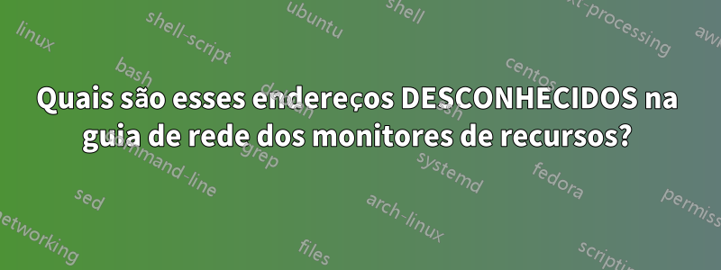 Quais são esses endereços DESCONHECIDOS na guia de rede dos monitores de recursos?