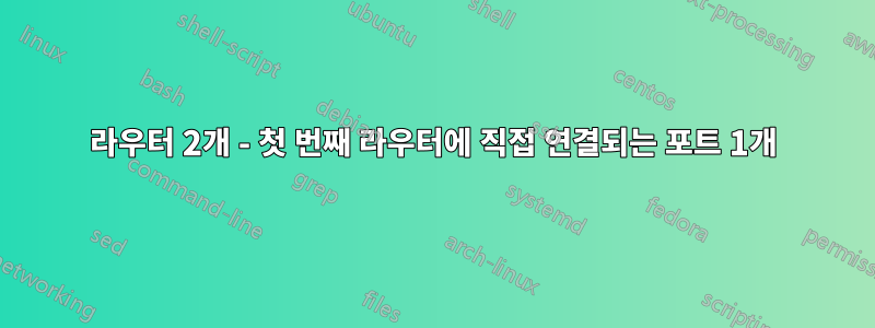 라우터 2개 - 첫 번째 라우터에 직접 연결되는 포트 1개