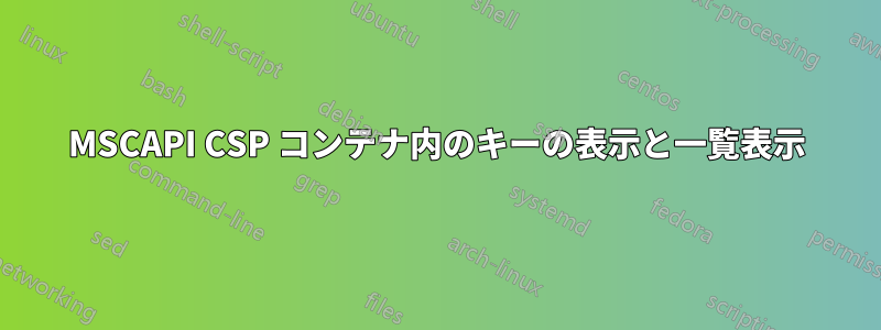 MSCAPI CSP コンテナ内のキーの表示と一覧表示
