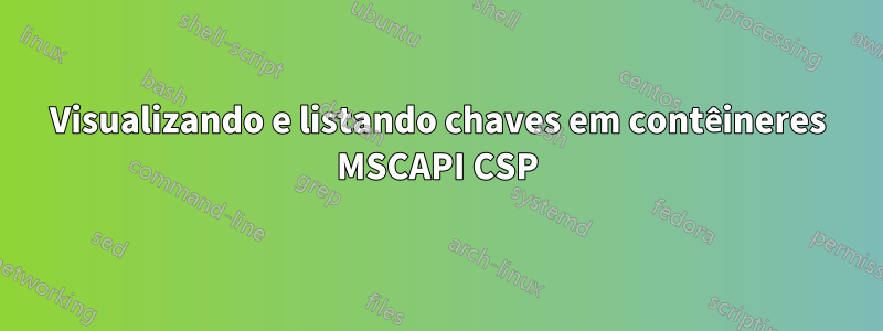 Visualizando e listando chaves em contêineres MSCAPI CSP