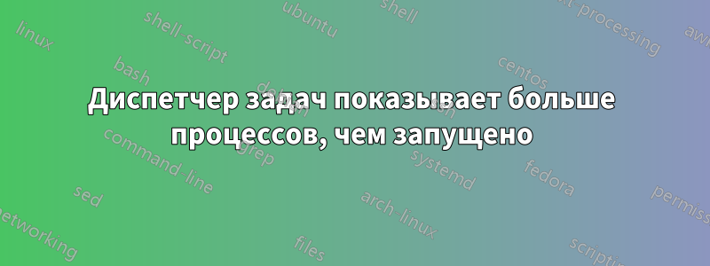 Диспетчер задач показывает больше процессов, чем запущено