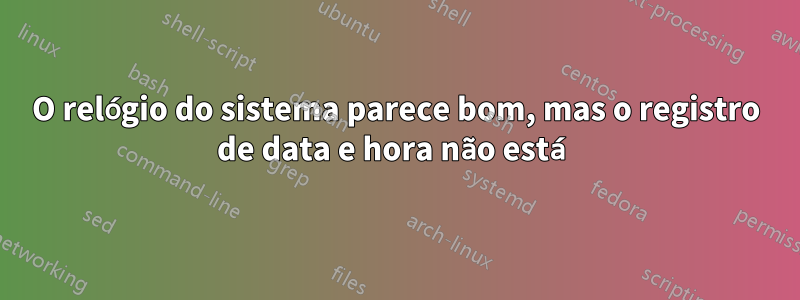 O relógio do sistema parece bom, mas o registro de data e hora não está
