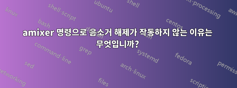amixer 명령으로 음소거 해제가 작동하지 않는 이유는 무엇입니까?
