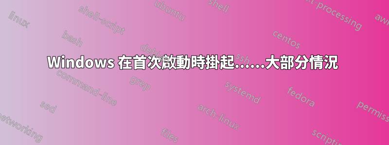 Windows 在首次啟動時掛起......大部分情況