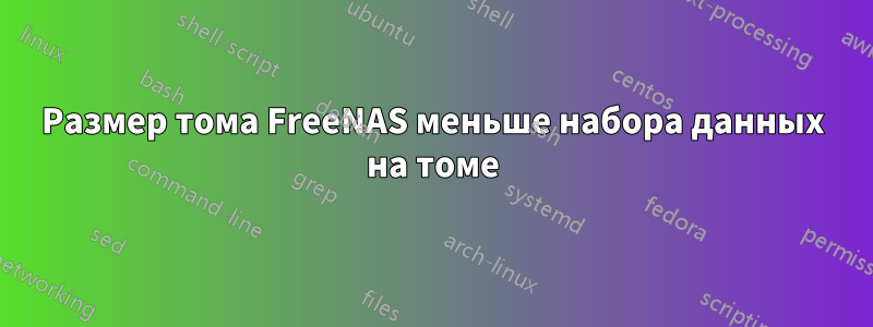 Размер тома FreeNAS меньше набора данных на томе