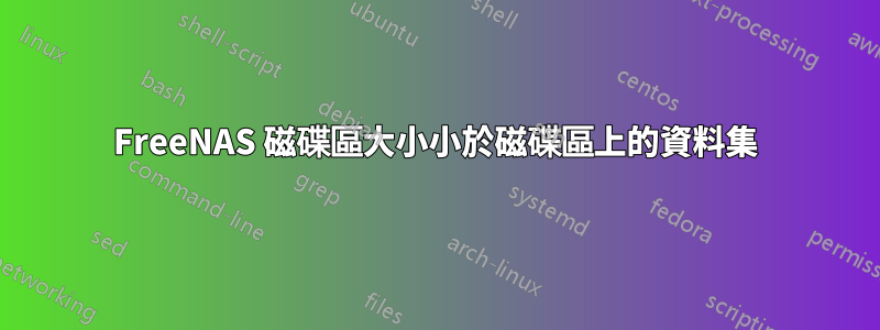 FreeNAS 磁碟區大小小於磁碟區上的資料集