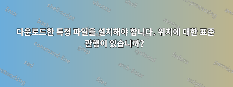 다운로드한 특정 파일을 설치해야 합니다. 위치에 대한 표준 관행이 있습니까? 