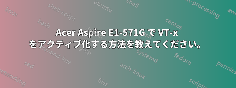 Acer Aspire E1-571G で VT-x をアクティブ化する方法を教えてください。