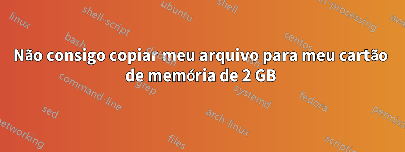 Não consigo copiar meu arquivo para meu cartão de memória de 2 GB