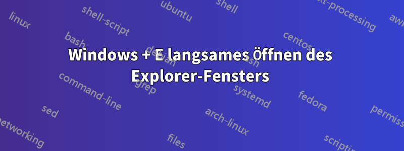 Windows + E langsames Öffnen des Explorer-Fensters