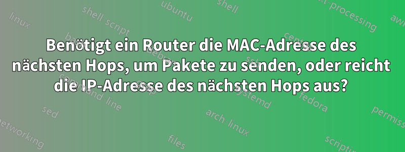 Benötigt ein Router die MAC-Adresse des nächsten Hops, um Pakete zu senden, oder reicht die IP-Adresse des nächsten Hops aus?