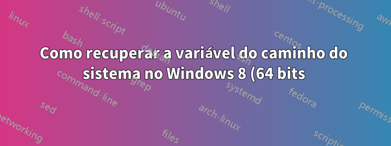 Como recuperar a variável do caminho do sistema no Windows 8 (64 bits)?