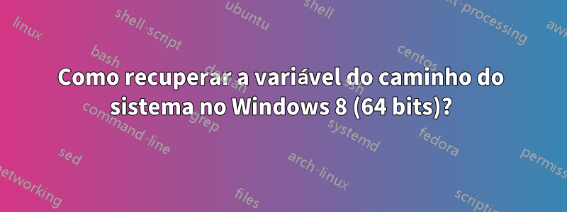 Como recuperar a variável do caminho do sistema no Windows 8 (64 bits)?