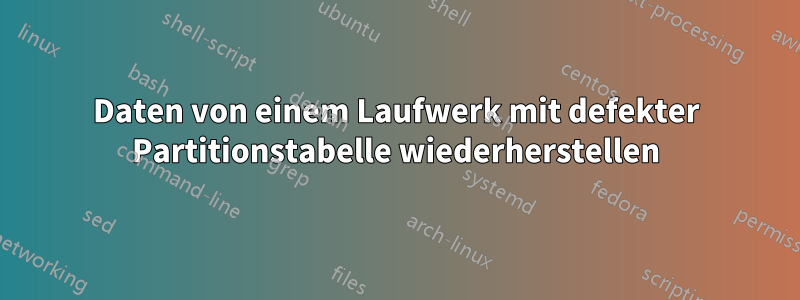 Daten von einem Laufwerk mit defekter Partitionstabelle wiederherstellen