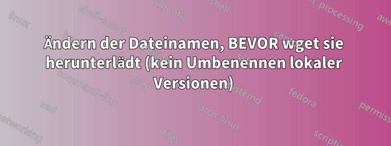 Ändern der Dateinamen, BEVOR wget sie herunterlädt (kein Umbenennen lokaler Versionen)