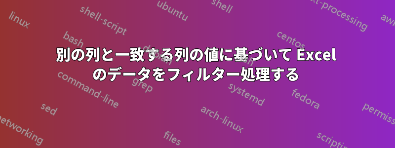 別の列と一致する列の値に基づいて Excel のデータをフィルター処理する