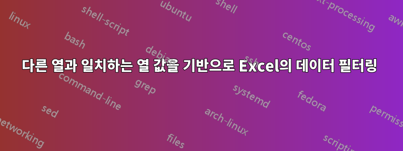 다른 열과 일치하는 열 값을 기반으로 Excel의 데이터 필터링