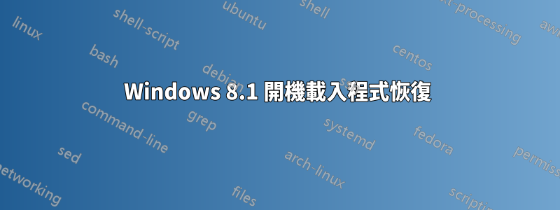 Windows 8.1 開機載入程式恢復