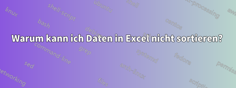 Warum kann ich Daten in Excel nicht sortieren?