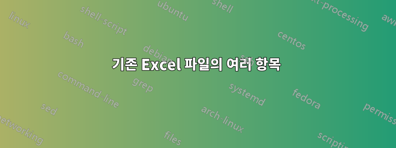 기존 Excel 파일의 여러 항목