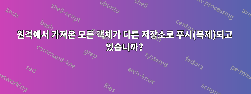 원격에서 가져온 모든 객체가 다른 저장소로 푸시(복제)되고 있습니까?