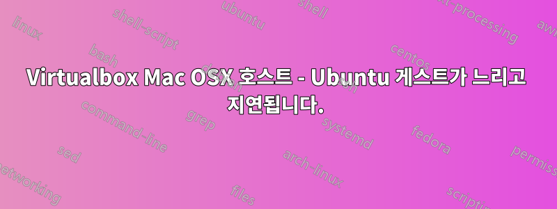 Virtualbox Mac OSX 호스트 - Ubuntu 게스트가 느리고 지연됩니다.