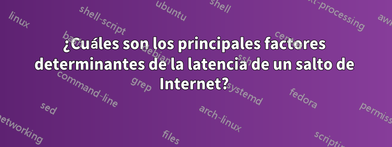 ¿Cuáles son los principales factores determinantes de la latencia de un salto de Internet?