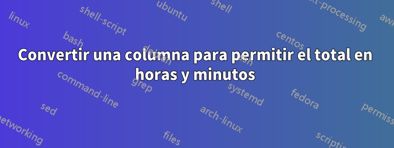 Convertir una columna para permitir el total en horas y minutos