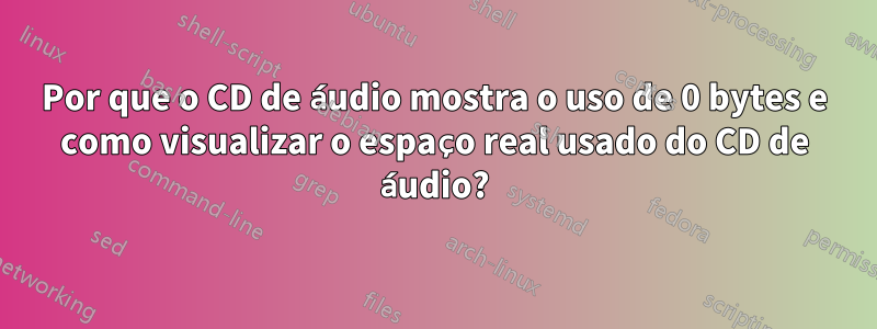 Por que o CD de áudio mostra o uso de 0 bytes e como visualizar o espaço real usado do CD de áudio?