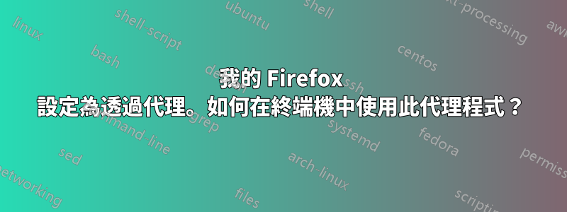 我的 Firefox 設定為透過代理。如何在終端機中使用此代理程式？