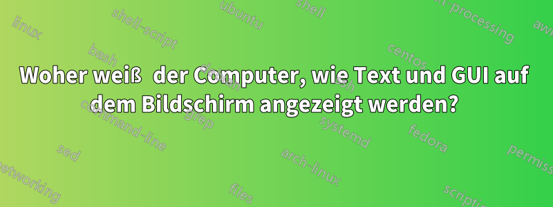 Woher weiß der Computer, wie Text und GUI auf dem Bildschirm angezeigt werden?