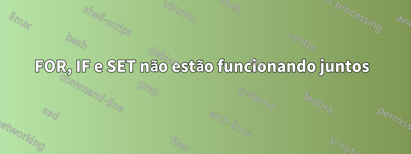 FOR, IF e SET não estão funcionando juntos 