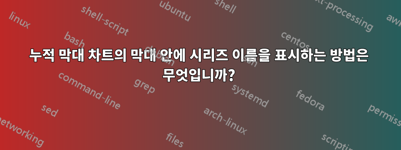 누적 막대 차트의 막대 안에 시리즈 이름을 표시하는 방법은 무엇입니까?