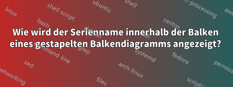 Wie wird der Serienname innerhalb der Balken eines gestapelten Balkendiagramms angezeigt?