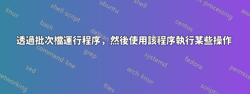 透過批次檔運行程序，然後使用該程序執行某些操作