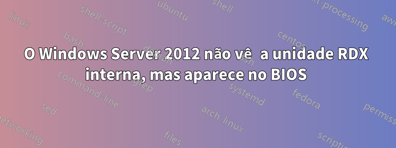 O Windows Server 2012 não vê a unidade RDX interna, mas aparece no BIOS