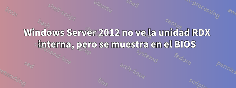 Windows Server 2012 no ve la unidad RDX interna, pero se muestra en el BIOS