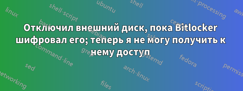 Отключил внешний диск, пока Bitlocker шифровал его; теперь я не могу получить к нему доступ