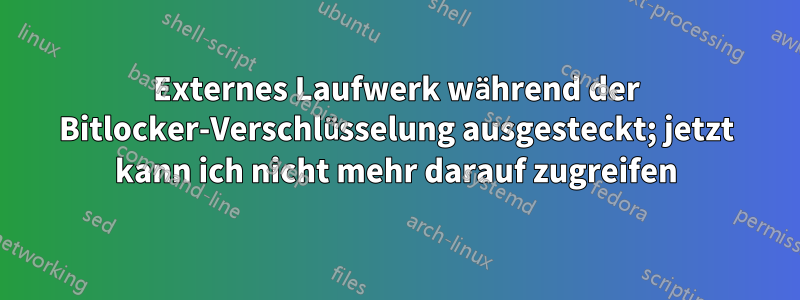 Externes Laufwerk während der Bitlocker-Verschlüsselung ausgesteckt; jetzt kann ich nicht mehr darauf zugreifen