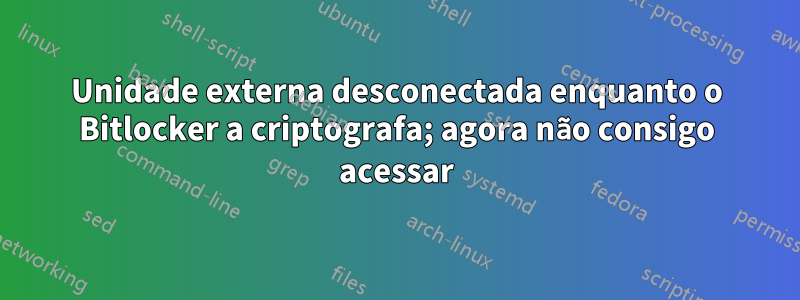 Unidade externa desconectada enquanto o Bitlocker a criptografa; agora não consigo acessar