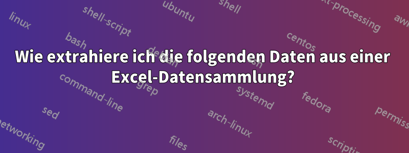 Wie extrahiere ich die folgenden Daten aus einer Excel-Datensammlung?