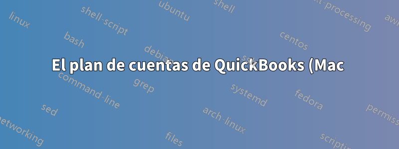 El plan de cuentas de QuickBooks (Mac) tiene una columna vacía con un encabezado de bola azul